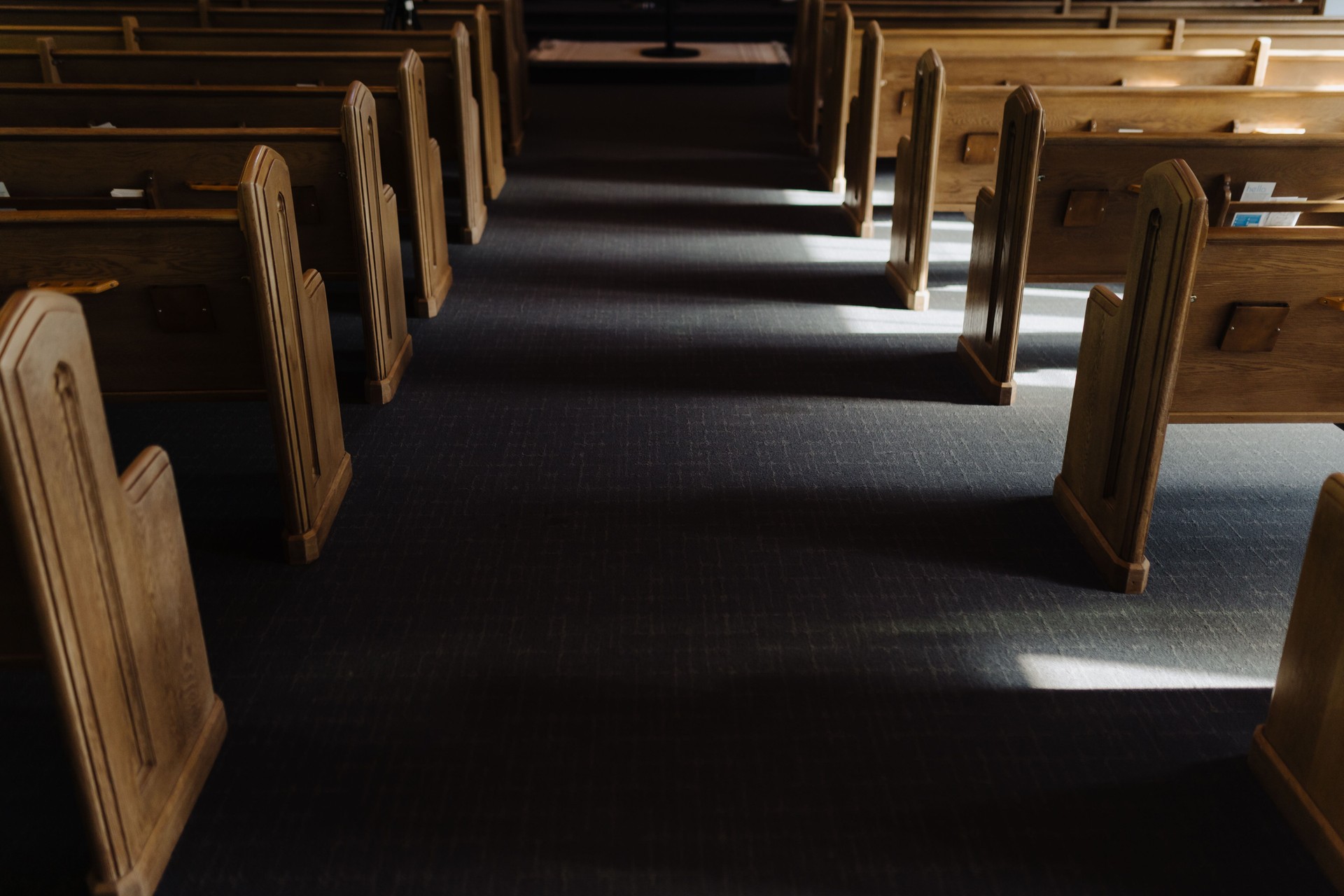Baptist, Protestant, Catholic Church inside. Beautiful interior of the house of God. Praise, prayer and worship take place in this place.